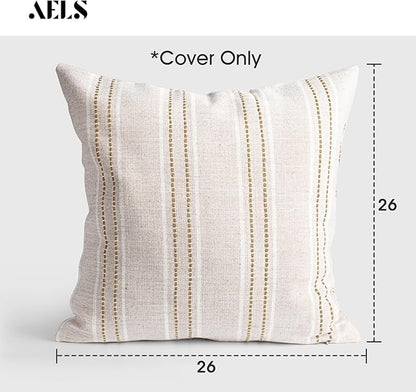 AELS 26x26 Decorative Farmhouse Linen Throw Pillow Covers, Boho Textured Pillow - Image 2