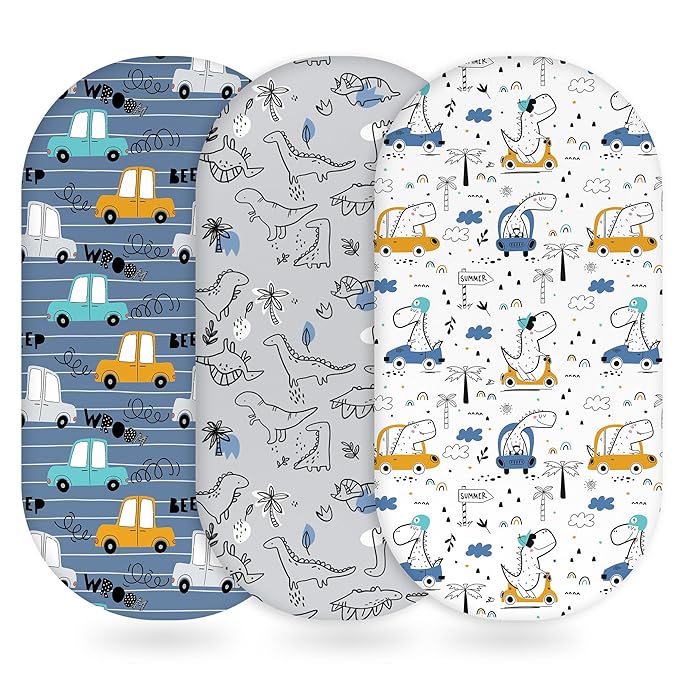 Baby Bassinet Sheets Girl Boy, Fitted Bassinet Sheet Set 3 Pack Bassinet by Unnivoll