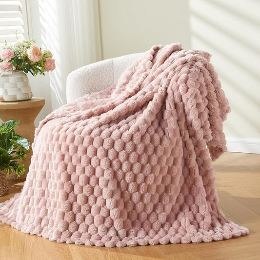 NEWCOSPLAY Super Soft Throw Blanket Pink Premium Silky Flannel Fleece 3D Clouds by NEWCOSPLAY