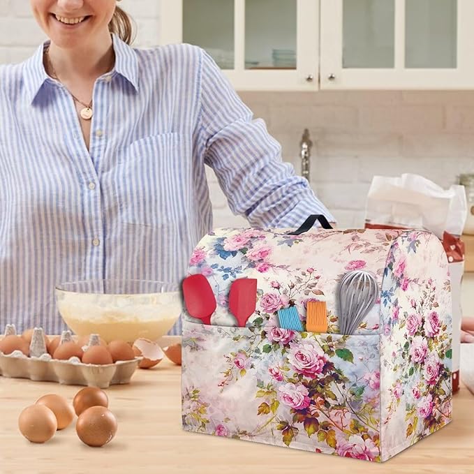 Retro Rose Print Mixer Covers Kitchen Small Appliance Dust Cover Compatible - Image 5