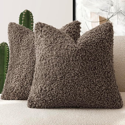 Foindtower 2 Pieces Teddy Faux Fur Throw Pillow Cover Decorative Sherpa Pillow by Foindtower