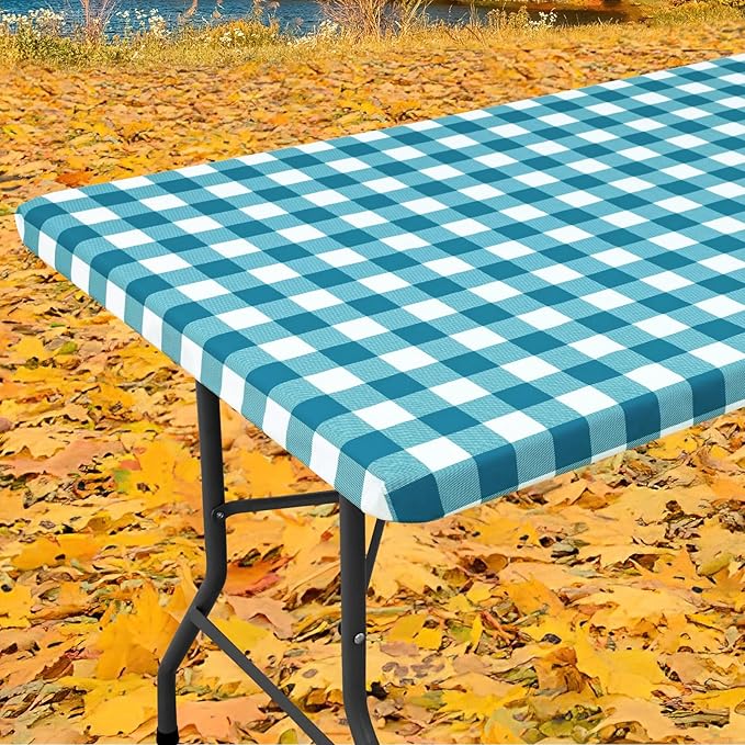 Smiry Rectangle Picnic Table Cloth, Elastic Waterproof Fitted Vinyl Tablecloths by Smiry