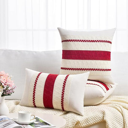 Fancy Homi Set of 2 Boho Red Lumbar Decorative Throw Pillow Cover 12x20 Inch - Image 6