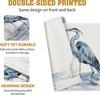 Coastal Placemats Set of 4 Summer Ocean Heron Place Mats 12x18 Inch Nautical - Image 5