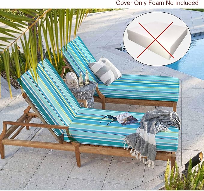 NettyPro Outdoor Patio Lounge Chair Cushion Covers Set 2 - Image 5