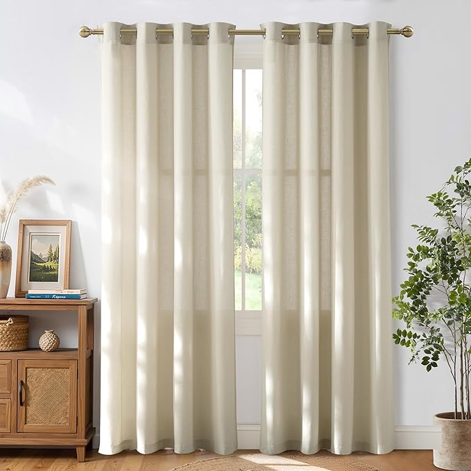 NICETOWN Bone White Linen Curtains by NICETOWN