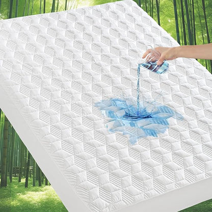 GRT Waterproof Mattress Protector King, Rayon Bamboo Mattress Protector Cooling by GRT