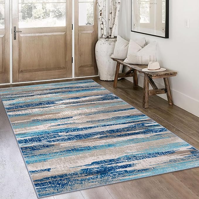Modern Abstract 4x6 Living Room Washable Rug Non-Slip Soft Bedroom Area Rug - Image 2