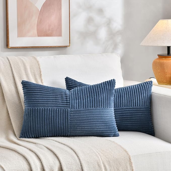 Fancy Homi 2 Packs Dusty Blue Lumbar Decorative Throw Pillow Covers 16x28 Inch - Image 5