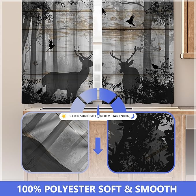 Aimego Deer Forest Kitchen Curtains - Image 5