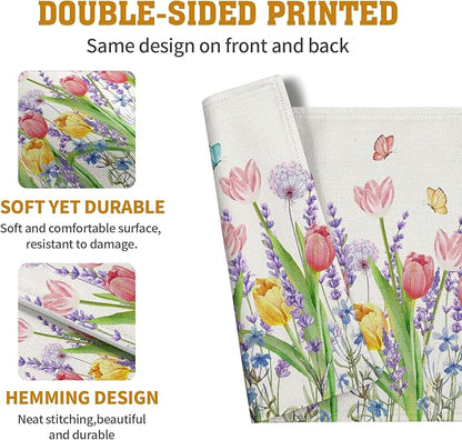 Tulip Placemats Set of 4 Spring Summer Flowers Tulips Lavender Place Mats - Image 5