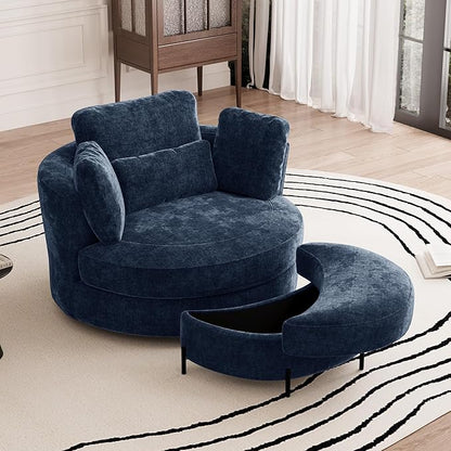 Aoiy & Wifon 50.2'' W Oversized Swivel Barrel Chair - Image 8