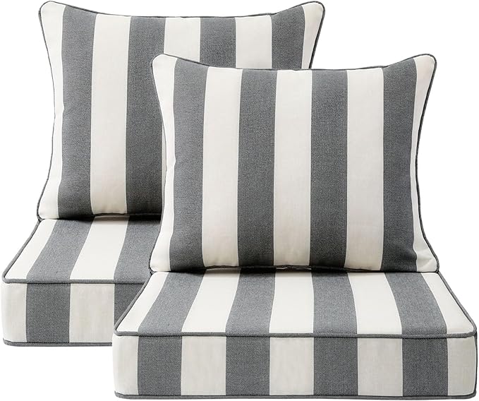 Outdoor Patio Chair Cushions Set, Water-Repellent, Fade Resistant, Deep Seat by Unimatta