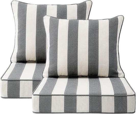 Outdoor Patio Chair Cushions Set, Water-Repellent, Fade Resistant, Deep Seat by Unimatta