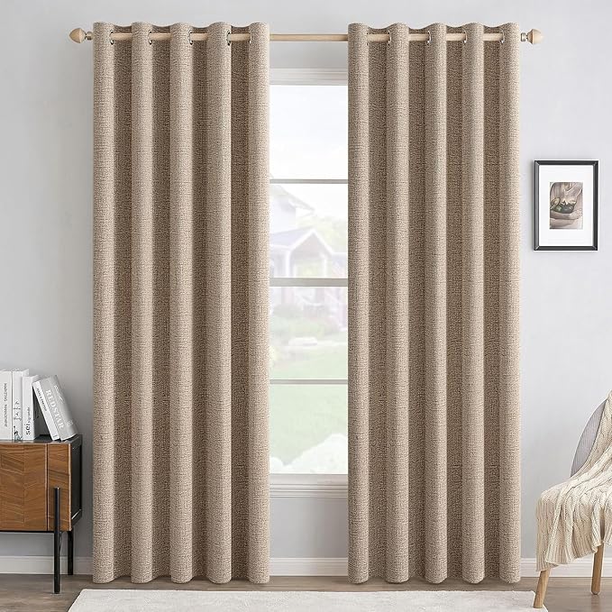 MIULEE 100% Blackout Linen Textured Curtains by MIULEE