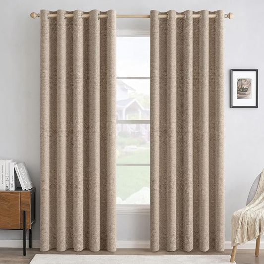 MIULEE 100% Blackout Linen Textured Curtains by MIULEE