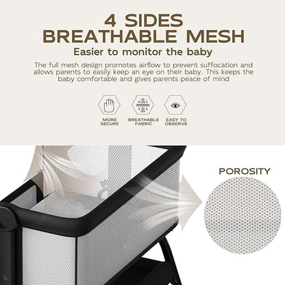 BabyBond Baby Bassinet, 3 in 1 Bassinet Bedside Sleeper - Image 4