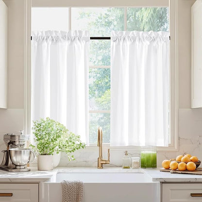 NICETOWN 4 Panels Privacy Sheer Cafe Curtains 26 x 30 Inches, Light Filtering by NICETOWN