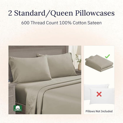CALIFORNIA DESIGN DEN Luxuriously Soft Hotel Quality 600 Thread Count, 100% - Image 2
