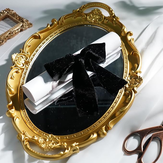 Black Velvet Ribbon 1.5 Inch Black Frayed Silk Velvet Ribbon Rustic Christmas - Image 4