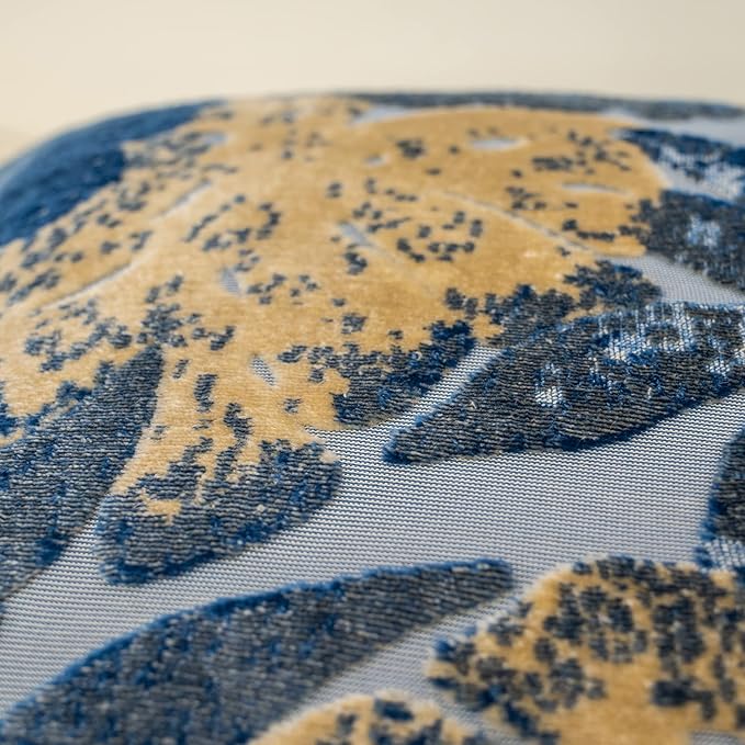 Yangest Blue Leaf Square Pillow Cover Cut Velvet Cushion Cover Luxury Modern - Image 3