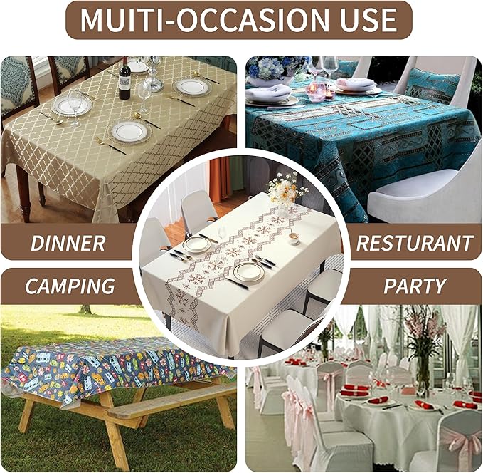 Rectangle Table Cloth, 100% Waterproof Tablecloth Oil Proof Spill Proof Vinyl - Image 5