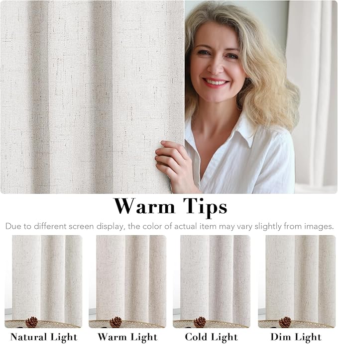 H.VERSAILTEX Primitive Linen Curtains 100% Blackout Curtain Drapes Burlap - Image 5