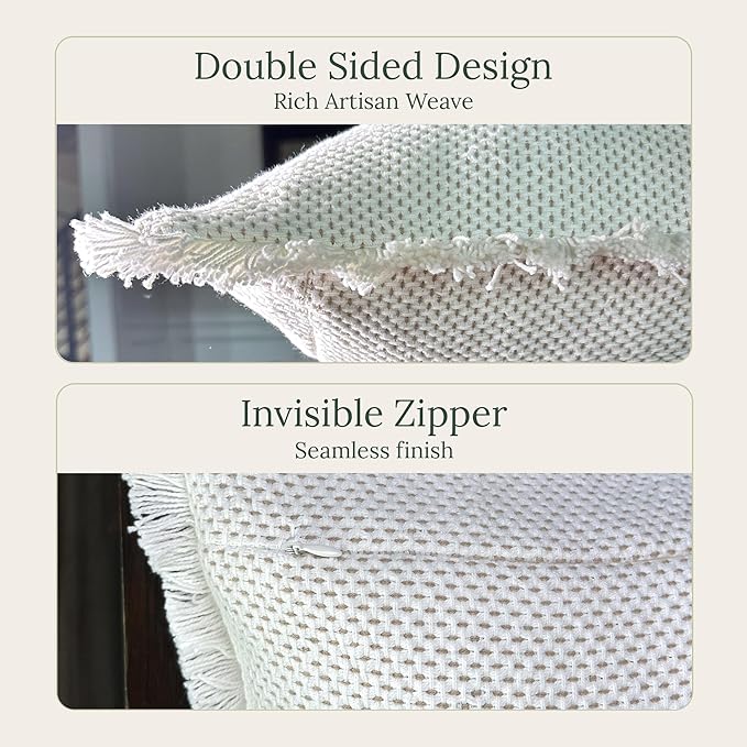 SanVia Comfort Premium Cotton Throw Pillow Covers, 20 x 20 Inches, Luxury - Image 2