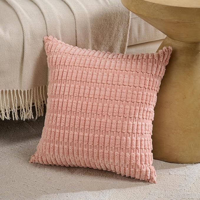 Fancy Homi 4 Packs Boho Blush Pink Decorative Throw Pillow Covers 22x22 Inch - Image 2