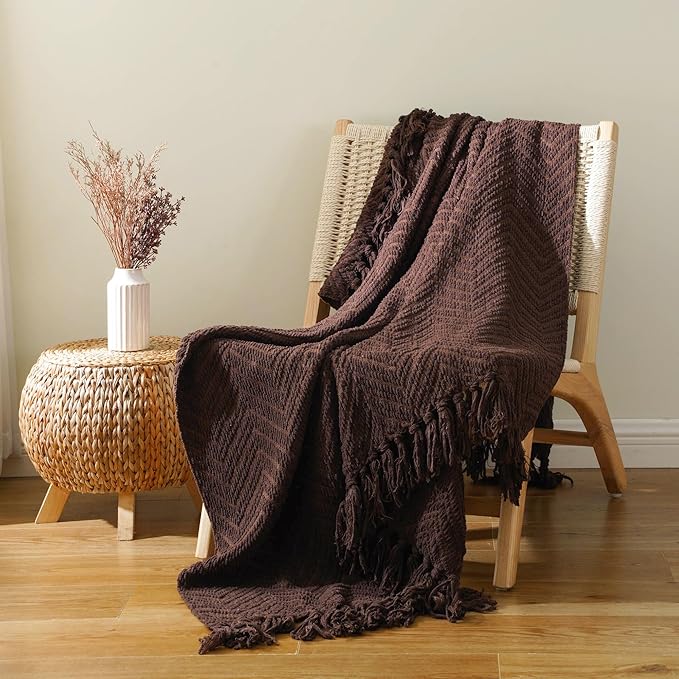 BATTILO HOME Dark Brown Throw Blanket - Image 3