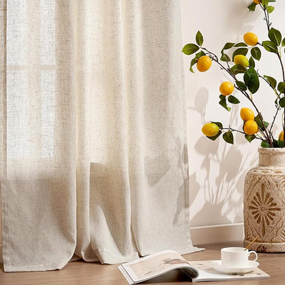 jinchan Floor to Ceiling Linen Blend Curtains 108 Inches Extra Long 2 Panels - Image 6