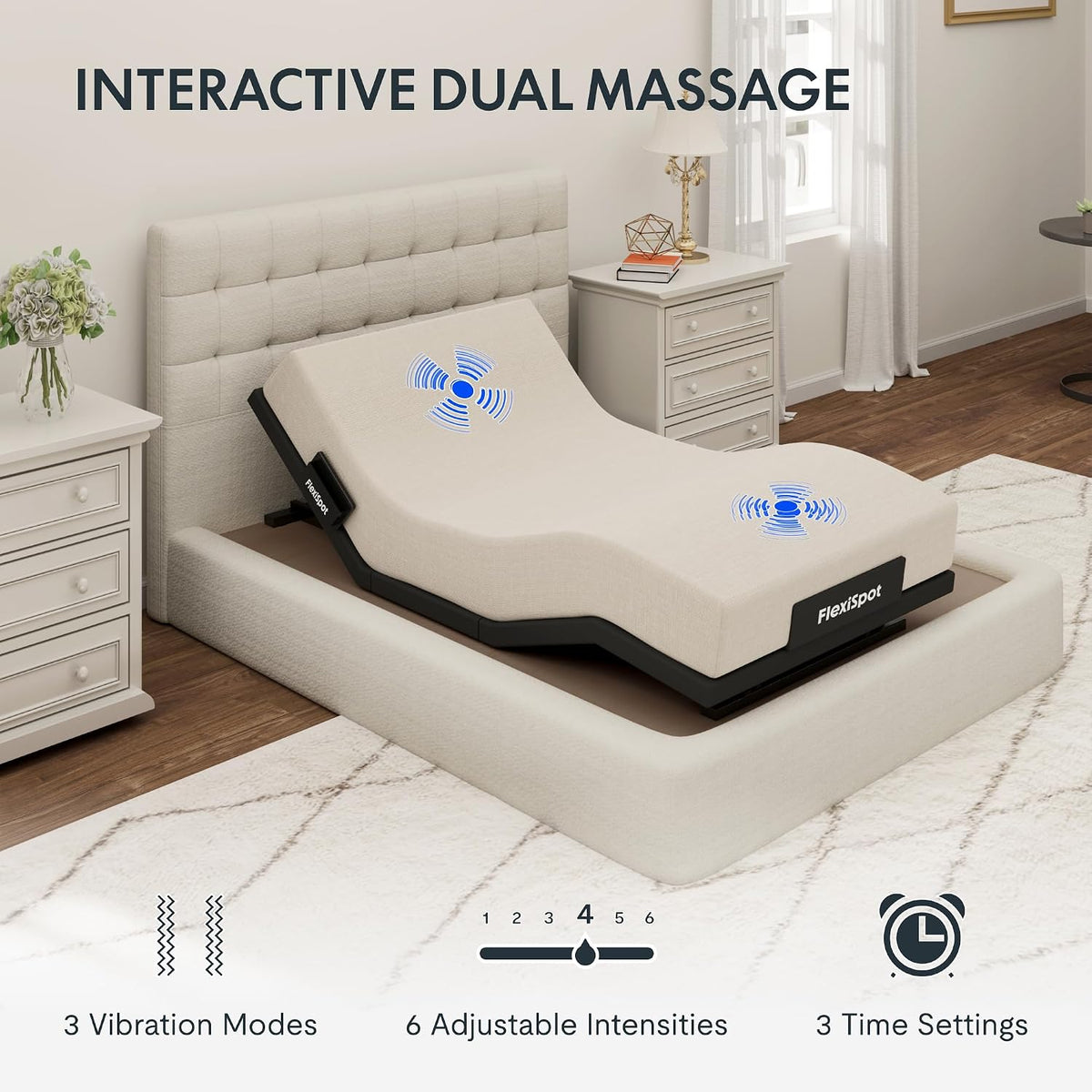 flexispot twin xl adjustable bed base with massage, close-up detail