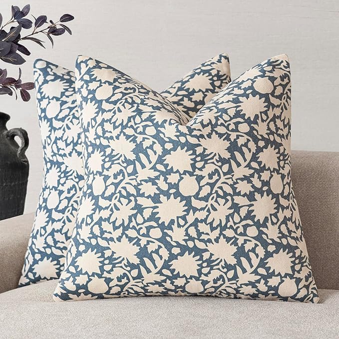 Foindtower Set of 2 Decorative Neutral Floral Throw Pillow Covers Accent by Foindtower