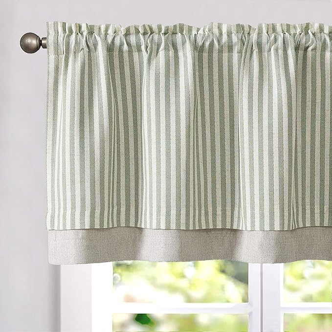 jinchan Linen Striped Valance for Windows 18 Inch Blackout Drapes for Small by JINCHAN