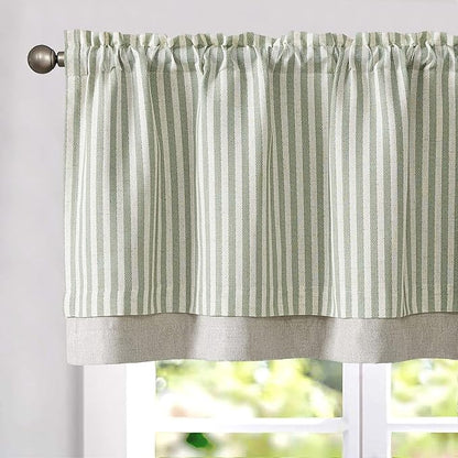 jinchan Linen Striped Valance for Windows 18 Inch Blackout Drapes for Small by JINCHAN