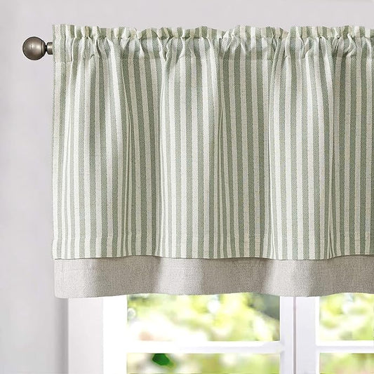 jinchan Linen Valance Curtain Striped Valance by JINCHAN