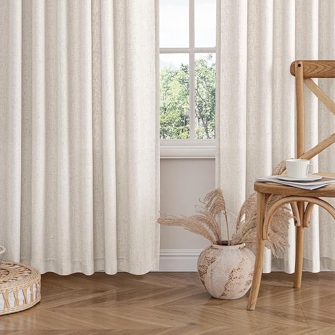 MIULEE Non-See-Through Privacy Linen Curtains 2 Panels, Light Filtering Window - Image 8