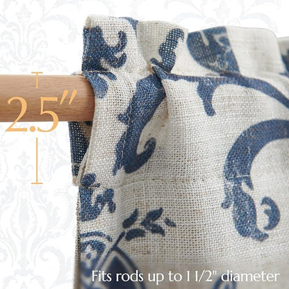 jinchan Linen Valance Curtain for Kitchen Vintage Damask Floral Blackout - Image 5