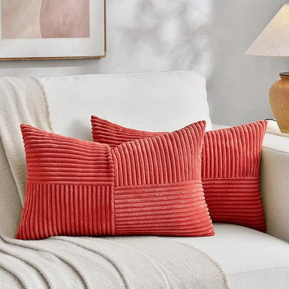 Fancy Homi 2 Packs Red Lumbar Decorative Throw Pillow Covers 14x24 Inch by Fancy+Homi