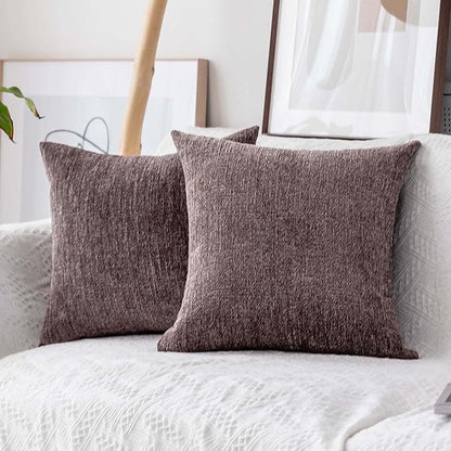 Home Brilliant Brown Throw Pillows Covers Sham Set of 2 Chenille Plush by HomeBrilliant