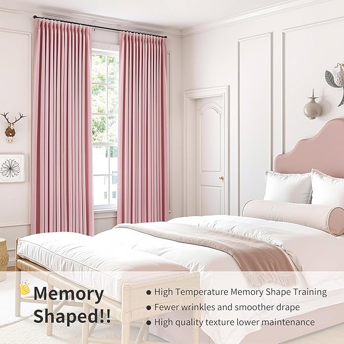 Pinch Pleated 100% Blackout Linen Curtains 84 Inch Length - Image 6