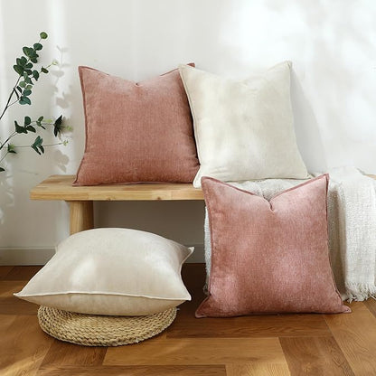 Stellhome Set of 4 Soft Textured Decorative Throw Pillow Covers Accent Solid by Stellhome
