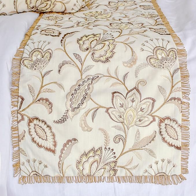 The HomeCentric King/Queen/Twin Beige Decorative Bed Runner Twin 53"x18" Bed - Image 5