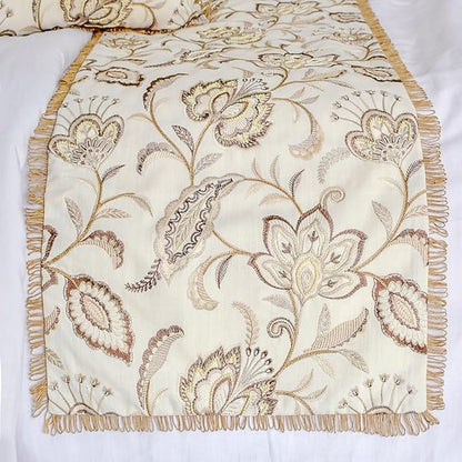 The HomeCentric King/Queen/Twin Beige Decorative Bed Runner Twin 53"x18" Bed - Image 5
