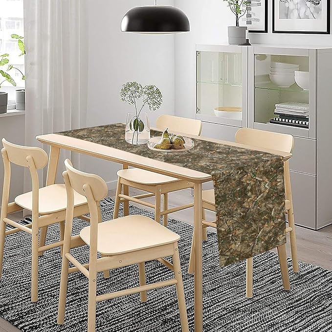 Oak Table Runner, Forest Green Camouflage Design Table Runner - Image 2
