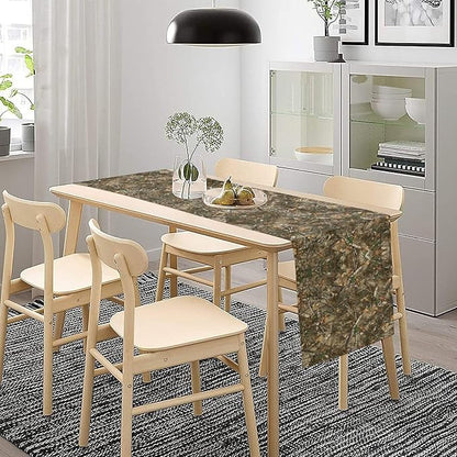Oak Table Runner, Forest Green Camouflage Design Table Runner - Image 2