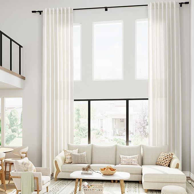 Cream Linen Curtains 168 Inches Long - Image 7