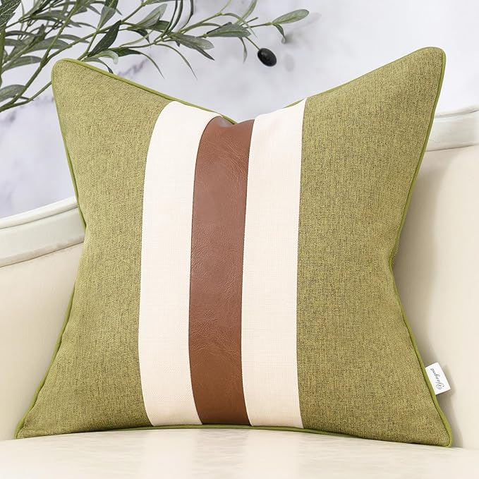 Yangest Patchwork Pillow Cover 20x20 Inch Luxury Cotton and Linen Cushion Cover by Yangest