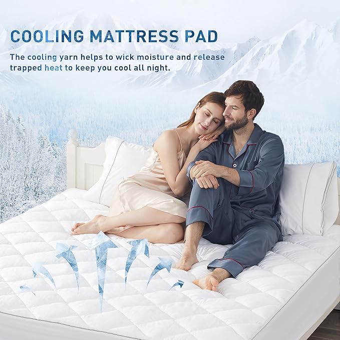 Sunflower Full Chill Soft Cooling Mattress Pad, Full Size, Waterproof, Deep - Image 3