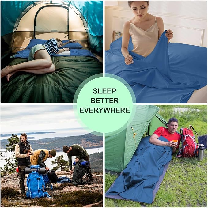Sleeping Bag Liner, Travel Sheet & Adult Sleep Sack, Camping Sheets Travel - Image 3